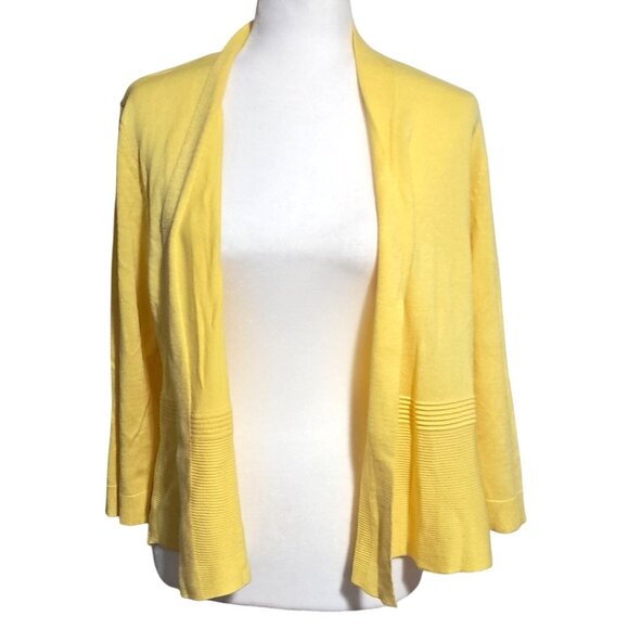 89th & Madison Sweaters - 89th + Madison Cardigan Sweater Womens Size L Yellow Knit Open Front NWT